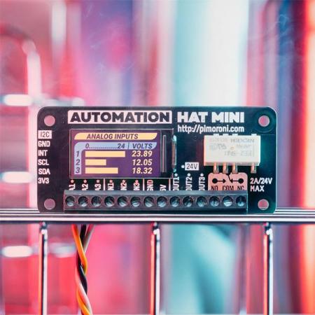 디바이스마트,오픈소스/코딩교육 > 라즈베리파이 > 라즈베리파이 확장보드/HAT,Pimoroni,Automation HAT Mini [PIM487],라즈베리파이용 자동화 쉴드 미니 / 0.96 인치 컬러 LCD 탑재 / 24V 장치들과 인터페이스 가능 / 스마트 홈 및 자동화 프로젝트, 온실 지능형 스프링클러에 이상적