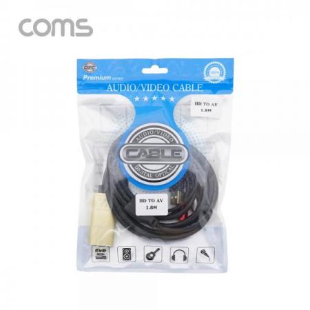 디바이스마트,컴퓨터/모바일/가전 > 네트워크/케이블/컨버터/IOT > 리피터/젠더/전원 케이블 > 컨버터,Coms,HDMI/RCA(3선) 케이블 / HDMI 컨버터 (HDMI to AV) / USB Power / 1.8m [BT965],HDMI/RCA(3선) 케이블 / HDMI 컨버터 (HDMI to AV) / USB Power / 1.8m