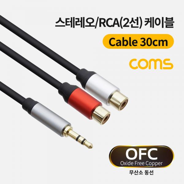 스테레오/RCA(2선) 케이블 (3.5 ST M/2RCA F), 30cm [BT953]