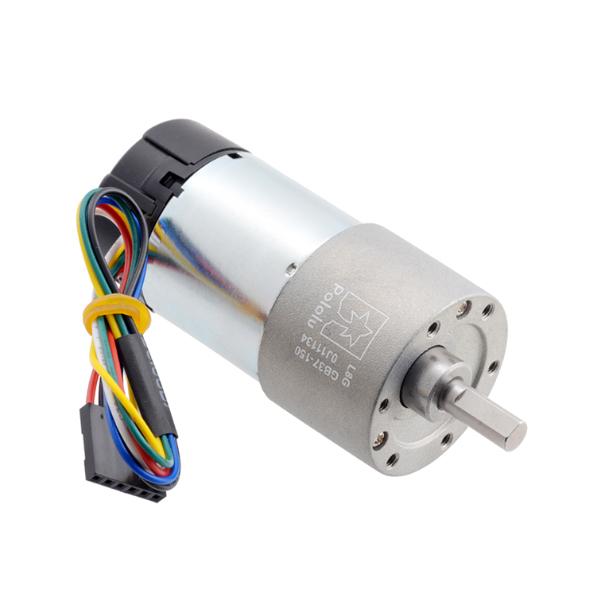 150:1 Metal Gearmotor 37Dx73L mm 24V with 64 CPR Encoder (Helical Pinion) #4697