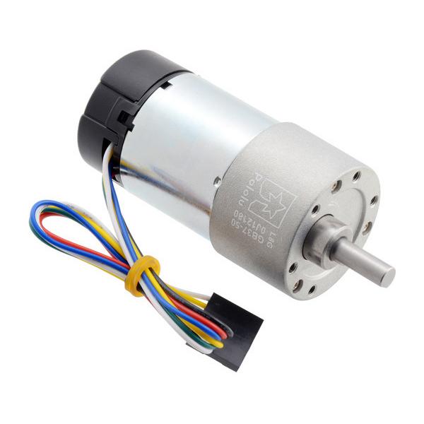 50:1 Metal Gearmotor 37Dx70L mm 24V with 64 CPR Encoder (Helical Pinion) #4693