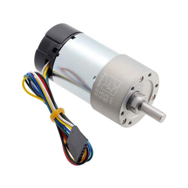 30:1 Metal Gearmotor 37Dx68L mm 24V with 64 CPR Encoder (Helical Pinion) #4692