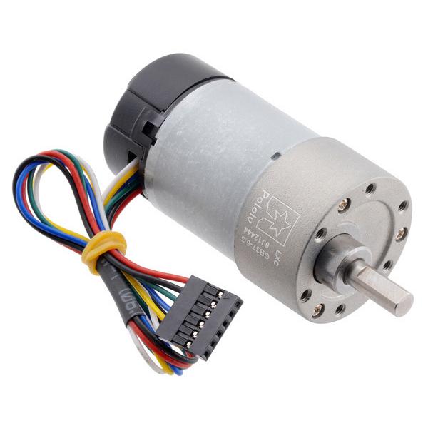 6.3:1 Metal Gearmotor 37Dx65L mm 12V with 64 CPR Encoder (Helical Pinion) #4757
