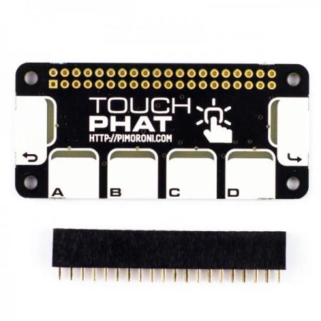 디바이스마트,오픈소스/코딩교육 > 라즈베리파이 > 라즈베리파이 확장보드/HAT,Pimoroni,Touch pHAT [PIM272],6개의 흰색 LED 정전식 터치 버튼 / 모든 40 핀 헤더 Raspberry Pi 모델과 호환 / 암형 헤더 납땜 필요 / 로봇의 컨트롤러, Mote 라이트 컨트롤러, 일련의 라이트 반복 게임 프로젝트에 사용가능