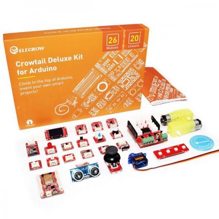 디바이스마트,오픈소스/코딩교육 > 아두이노 > 아두이노 교육용키트,ELECROW,Crowtail-Deluxe Kit for Arduino [SEA0003T],Arduino 용 Crowtail-Deluxe Kit는 기본 프로그래밍 기반을 갖춘 고급 학습자를위한 키트입니다.