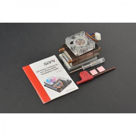 디바이스마트,MCU보드/전자키트 > 인공지능/임베디드/산업용 > 인공지능/머신러닝 > 인공지능 확장보드/액세서리,DFROBOT,젯슨 나노 ICE Tower Cooling Fan [FIT0659],7 가지 색상 LED / 입력 전압 : 5V / 정격 출력 : 0.5W@5V , 0.1A / 약 58 * 40 * 42mm / 2.28 * 1.57 * 1.65inch