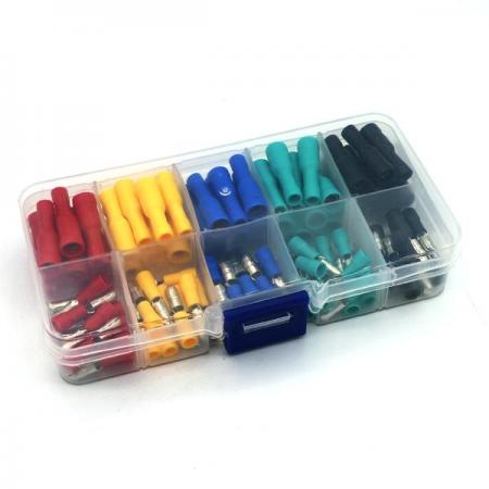 디바이스마트,케이블/전선 > 전기자재/배선자재 > 단자키트,SZH,5색 PG 총알 단자 키트 100pcs [SZH-CBA01],5파이 PG 총알단자 5색 키트 / 전선 규격 : 1.5SQ / 색상 : 빨강, 노랑, 파랑, 청록, 검정 5색 / 각 색상별 10SET (REC타입 10EA + TAB타입 10EA)