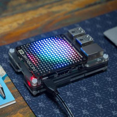 디바이스마트,오픈소스/코딩교육 > 라즈베리파이 > 라즈베리파이 디스플레이,Pimoroni,Unicorn HAT HD [PIM273],16x16 매트릭스의 256개의 RGB LED 픽셀 / ARM STM32F 및 3개의 STP16CPC26 LED 드라이버로 구동 / 모든 40핀 헤더 Raspberry Pi 모델과 호환