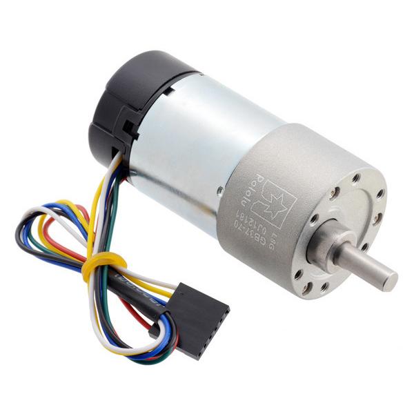70:1 Metal Gearmotor 37Dx70L mm 24V with 64 CPR Encoder (Helical Pinion)  #4694