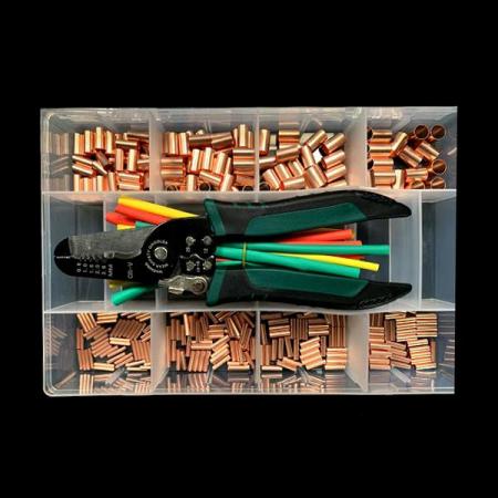 디바이스마트,커넥터/PCB > 터미널블럭 > 압착단자/절연단자 > 단자키트 류,SZH,슬리브 압착단자 & 압착기 키트 [NT-KIT-CN011],저렴한 구리 슬리브 8종 320개 +다기능 압착공구 + 수축튜브 키트 상품입니다.