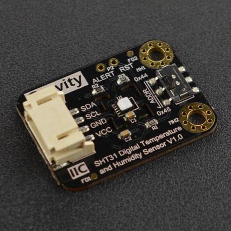 디바이스마트,MCU보드/전자키트 > 센서모듈 > 온도/습도 > 온습도겸용,DFROBOT,Gravity: SHT31-F 디지털 온습도 센서 [SEN0334],Sensirion SHT31-F 센서 IC 기반 / IP67 방진 보호 필름 / I2C 통신 지원 / 아두이노, 마이크로비트, ESP32 등 3.3V / 5V 컨트롤러 호환 / 작동 전압 : 3.3 ~ 5.5V / 외형 치수 : 32x22mm / 장착 구멍 크기 : 3mm / 장착 구멍 피치 : 15mm
