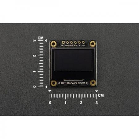 디바이스마트,MCU보드/전자키트 > 디스플레이 > LCD/OLED,DFROBOT,흑백 0.96인치 128x64 I2C/SPI OLED 디스플레이 [DFR0650],16픽셀 문자로 4행 표시 (128열 x 64행) / 칩 : SSD1306 / 색상 : 흰색 픽셀 / 용접 방법 : 뒷면 칩 장착 패드 / 전압 : 3.3 - 5V / 크기 : 41x12mm