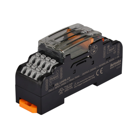 디바이스마트,커넥터/PCB > 터미널블럭 > 단자대 타입 > 릴레이 단자대,(주)오토닉스,릴레이 단자대 ABL-L04PA-UY (Screwless),ABL Series / 단자형태: Screwless / Relay 점 수: 4개 / Relay 종류: MATSUSHITA(Panasonic)PA / 입력논리: Universal / 정격전압: 24VDC / 바리스터 장착