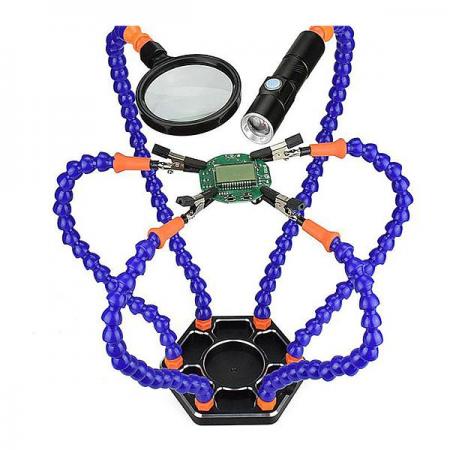 디바이스마트,수공구/전자공구/전동공구 > 전자공구 > PCB작업공구 > PCB 작업대,SZH,플렉시블 써드핸드6개+작업대 (조명1,확대경1)[SZH-JA007],플렉시블 써드핸드 6개 / 고정 작업대 1개 / 확대경 1개 / 손전등 1개 / 납땜 또는 수리 작업에 유용