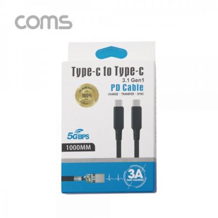 디바이스마트,케이블/전선 > USB 케이블 > 데이터케이블(MM) > USB 3.1 C타입 케이블,Coms,USB 3.1 Type-C Gen1 케이블 C to C (M/M) / 1m / 3A / Black (5GB/S) [IF504],USB 3.1 Type-C Gen1 케이블 C to C (M/M) / 1m / 3A / Black (5GB/S)