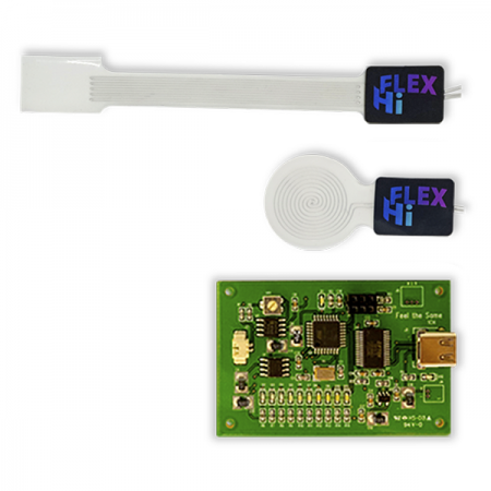 디바이스마트,센서 > 압력/힘(Force)센서 > 압력센서/트랜스듀서,필더세임,HiFLEX Developer Kit A,인장 또는 압력이 발생하면 패턴이 늘어나거나 줄어들면서 저항이 바뀝니다. 이 저항 값의 변화로 인장의 세기와 압력의 세기를 측정