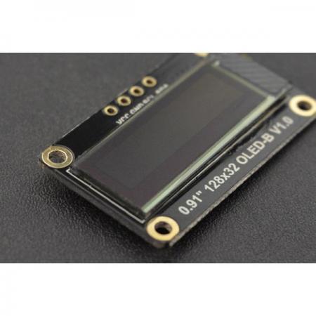 디바이스마트,MCU보드/전자키트 > 디스플레이 > LCD/OLED,DFROBOT,흑백 0.91인치 128x32 I2C OLED 디스플레이 [DFR0648],16픽셀 문자로 2행 표시 (128열 x 32행) / 칩 : SSD1306 / 색상 : 흰색 픽셀 / 용접 방법 : 일반적인 용접 구멍 / 전압 : 3.3 - 5V / 크기 : 33x20mm