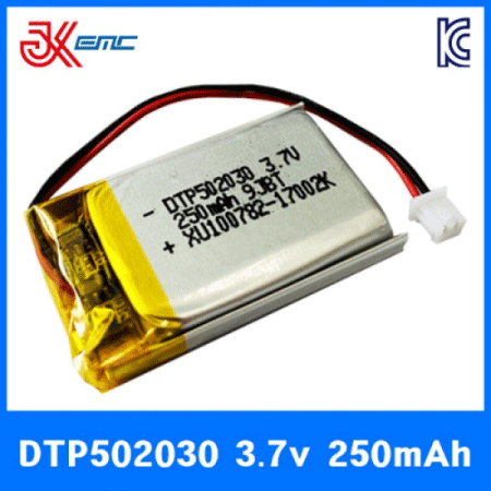 디바이스마트,전원/파워/배터리 > 배터리/배터리홀더 > 배터리팩 Pack > 리튬폴리머 Li-Po,(주)제이케이이엠씨,리튬폴리머 배터리 DTP502030 3.7V 250mAh KC인증,리튬폴리머 배터리 / 전압: 3.7V / 용량: 250mAh
