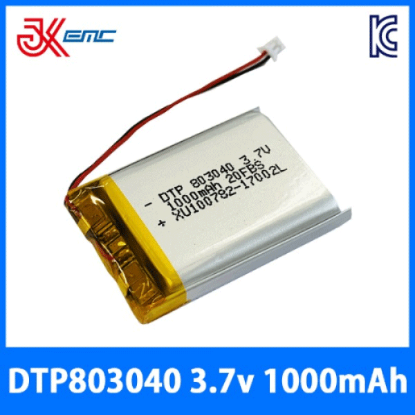 리튬폴리머 배터리 DTP803040 3.7V 1000mAh KC인증