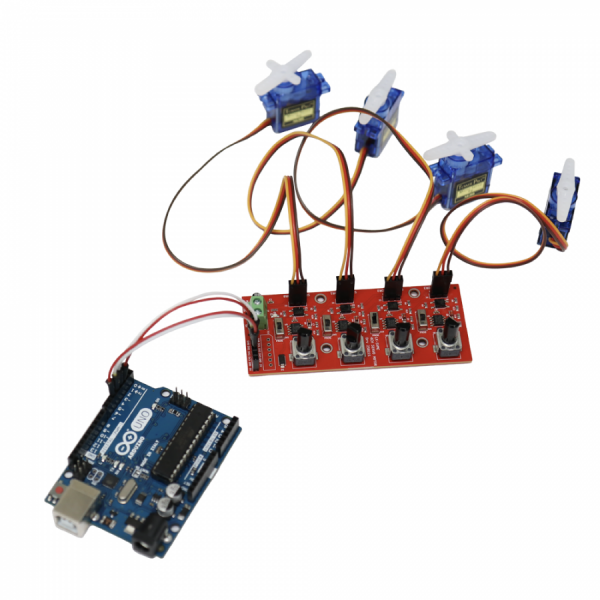 디바이스마트,기계/제어/로봇/모터 > 모터드라이버 > 서보모터 드라이버,LK EMBEDDED,[4채널 서보모터 컨트롤러 with SG-90 서보모터 4pcs],93mm X 39mm / 제어전원 : DC 3.3V ~ 5V / 서보모터 전원 : DC 4.8V ~ 6V / 소모전류 : Max 100mA