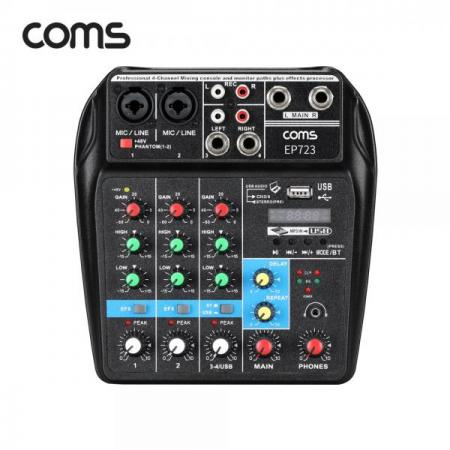 디바이스마트,컴퓨터/모바일/가전 > CCTV/프로젝터/영상장비 > 영상 관련 액세서리,Coms,4채널 오디오 믹서(블루투스) / 믹싱콘솔 / 유튜브 방송전용 [EP723],4채널 오디오 믹서(블루투스) / 믹싱콘솔 / 유튜브 방송전용