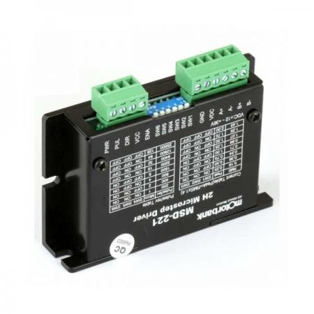 디바이스마트,기계/제어/로봇/모터 > 모터드라이버 > 스텝모터 드라이버 > 브랜드(모터뱅크) 스텝모터 드라이버,MotorBank,고속까지 탈조 없는 2상 스텝모터 드라이버 MSD-221 정현파 PID제어,126분주 마이크로스텝 DC18~36V 2A(Max.) 고성능 탈조방지 PID제어 및 저진동 저소음 정현파 제어 MSD-221 86x55x20mm 90g