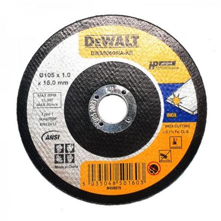 디바이스마트,수공구/전자공구/전동공구 > 작업공구 > 절단석,디월트,4인치 그라인더 절단석 DWA8060SIA,사이즈 105 x 1.0(두께) x 16(홀지름) mm / 용도 스테인리스 금속용 절단석 / 최대RPM 15,300 /  사양 WA 60 T BF / 원산지 중국