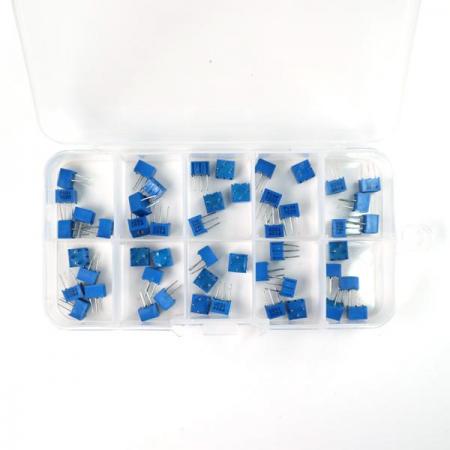 디바이스마트,RLC/수동소자 > 엔지니어 샘플키트 > 저항 키트,SZH,3362P 가변 저항 샘플 키트 50EA [RE-KIT-01],3362p 가변 저항 샘플 키트 /  100Ω~1MΩ / 10종 각 5개씩 총 50개 / 타입 : 트리머형