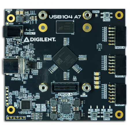 디바이스마트,MCU보드/전자키트 > 프로세서/개발보드 > Digilent > FPGA 및 Embedded,Digilent,USB104 A7: Artix-7 FPGA Development Board with SYZYGY-compatible Expansion 410-398,410-398 / PC/104 폼 팩터가있는 Artix-7 FPGA 개발 보드 / PC에 강력한 기능 및 다목적 기능을 제공 / 크기, 무게 및 전력 (SWaP) 제한 프로젝트에 이상적 (군용,산업용,교통,통신 등)  / JTAG, UART,DPTI와 인터페이스