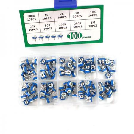 디바이스마트,RLC/수동소자 > 엔지니어 샘플키트 > 저항 키트,SZH,RM065 가변 저항 샘플 키트 100EA [RE-KIT-03],RM065 가변 저항 샘플 키트 /  500Ω~1MΩ / 10종 각 5개씩 총 50개 / 타입 : 트리머형