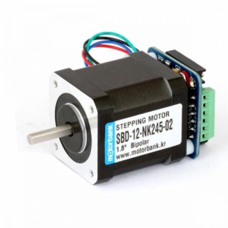 디바이스마트,기계/제어/로봇/모터 > 모터드라이버 > 모션 컨트롤러 > 스텝모터+드라이버,MotorBank,Nema 17 42각 128분주 SBD-12-NK245-02 마이크로스텝 드라이버 일체형 5.5Kg.cm,128분주 마이크로스텝 드라이버 일체형 2상 스테핑모터 - 모터뱅크 SBD-12-NK245-02 1.8도 5.5Kg.cm Current : 1.8A- 고성능 Microstep : 1, 2, 4, 16(3200)- 아두이노, 로봇, 비젼시스텝, 반도체장비, 의료기기, 측정기등