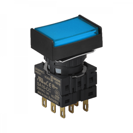 디바이스마트,스위치/부저/전기부품 > 산업용 스위치/제어 기기 > 제어/안전 스위치 > 누름버튼 스위치(22파이 이하),(주)오토닉스,16파이 누름버튼 스위치 S16PRT-H1B3C,직사각형 / 청색 / 복귀형 / C접점 3개 / IP65(IEC 규격) / 전원전압,전류: 250VAC~/3A ★재고 없을 시 10일 이상소요
