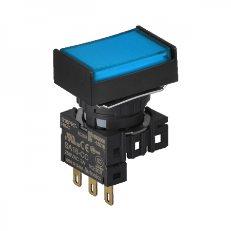 디바이스마트,스위치/부저/전기부품 > 산업용 스위치/제어 기기 > 제어/안전 스위치 > 누름버튼 스위치(22파이 이하),(주)오토닉스,16파이 누름버튼 스위치 S16PRT-H1BC,직사각형 / 청색 / 복귀형 / C접점 1개 / IP65(IEC 규격) / 전원전압,전류: 250VAC~/3A ★재고 없을 시 10일 이상소요