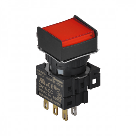 디바이스마트,스위치/부저/전기부품 > 산업용 스위치/제어 기기 > 제어/안전 스위치 > 누름버튼 스위치(22파이 이하),(주)오토닉스,16파이 누름버튼 스위치 S16PRS-H3RC12,정사각형 / 적색 / [조광형] 복귀형 / C접점 1개 / LED블록 정격전압: 12VDC / 전원전압,전류: 250VAC~/3A / IP65(IEC 규격) ★재고 없을 시 10일 이상소요