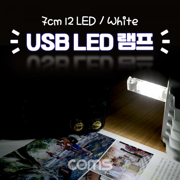 USB LED 램프(스틱), 7cm 12 LED / White / 양면 / USB A Type (M/F) / 연장 가능 [BB546]