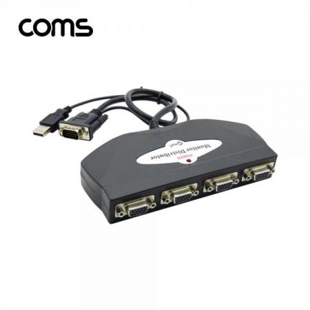 디바이스마트,컴퓨터/모바일/가전 > 네트워크/케이블/컨버터/IOT > KVM스위치/분배기/선택기 > 모니터 선택/분배/확장기,Coms,모니터 분배기 - 4:1 분배/ 케이블 일체형/ USB 전원 [LC009],모니터 분배기 - 4:1 분배/ 케이블 일체형/ USB 전원