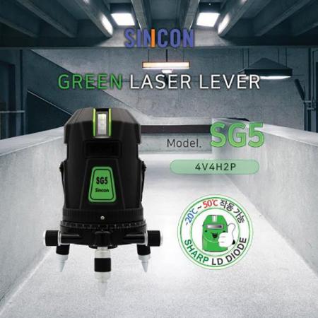 디바이스마트,계측기/측정공구 > 측정용 공구/장비 > 수평계/경사계/각도기,신콘,전자센서 라인레이저 레벨기 SG5,전자 센서 방식 / 수평4+수직4+포인트2+바닥점(레드)1 / 자동보정범위 ±4º / 일본 SHARP 다이오드 / 리튬배터리 사용 / 고출력 그린빔 / 정밀도 ±1mm/10m