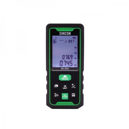 디바이스마트,계측기/측정공구 > 측정용 공구/장비 > 거리측정기,신콘,그린 레이저 거리측정기 SD-50G (50M),측정거리 : 0.05~50M / 3가지 측정 기준점 / 면적, 체적, 간접거리 측정 가능 / 1.5V AAA배터리 3개