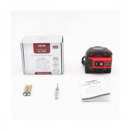 디바이스마트,계측기/측정공구 > 측정용 공구/장비 > 거리측정기,신콘,레이저 거리측정기 겸용 줄자 SD-TM60 (60M/줄자5M),측정거리 : 60M / 줄자 내장 : 5M / 2가지 거리 측정 기준점 / 고해상도 백라이트 디스플레이 / 자석 훅 부착 / 1.5V AAA배터리 2개