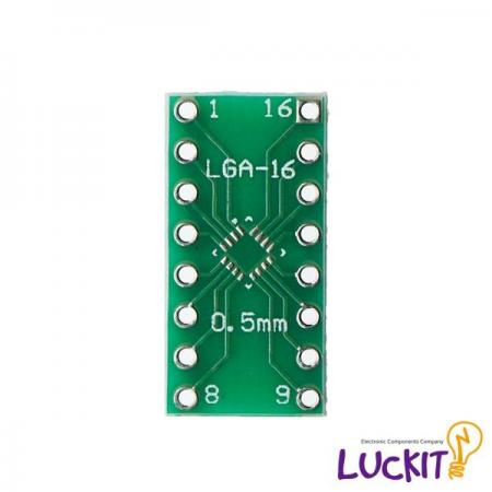 디바이스마트,커넥터/PCB > PCB기판/관련상품 > IC 변환기판 > QFN/MLF/MLP 변환기판,럭킷,QFN16, LGA16 양면 변환보드,QFN16 혹은 LGA16 IC를 DIP으로 변환하여 사용이 가능한 양면 변환보드 입니다 / 재질 : FR-4 / SIZE : 10.3 X 20.4 [MM]