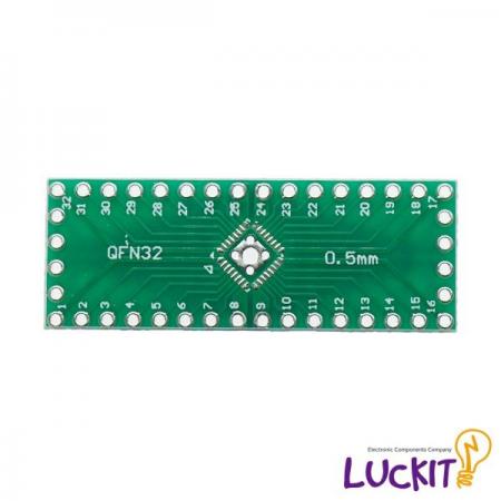 디바이스마트,커넥터/PCB > PCB기판/관련상품 > IC 변환기판 > QFN/MLF/MLP 변환기판,럭킷,QFN32, QFN40 양면 변환보드,QFP32 혹은 QFN40 IC를 DIP으로 변환하여 사용이 가능한 양면 변환보드 입니다 / 재질 : FR-4 / SIZE : 15.24 X 40.64 [MM]