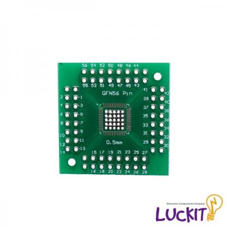 디바이스마트,커넥터/PCB > PCB기판/관련상품 > IC 변환기판 > QFN/MLF/MLP 변환기판,럭킷,QFN56, QFN64 양면 변환보드,QFN56 혹은 QFN64 IC를 DIP으로 변환하여 사용이 가능한 양면 변환보드 입니다 / 재질 : FR-4 / SIZE : 33 X 33 [MM]