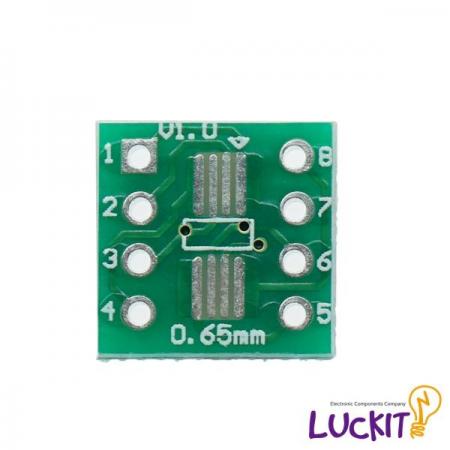 디바이스마트,커넥터/PCB > PCB기판/관련상품 > IC 변환기판 > SOP/TSOP 변환기판,럭킷,SOP8, SSOP8 양면 변환보드,SOP8 혹은 SSOP8 IC를 DIP으로 변환하여 사용이 가능한 양면 변환보드 입니다 / 재질 : FR-4 / SIZE : 12 X 12 [MM]