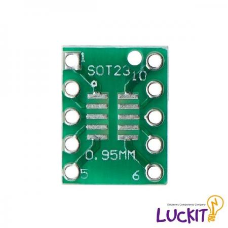 디바이스마트,커넥터/PCB > PCB기판/관련상품 > IC 변환기판 > SOP/TSOP 변환기판,럭킷,SOP10, SOT23 양면 변환보드,SOP10 혹은 SOT23 IC를 DIP으로 변환하여 사용이 가능한 양면 변환보드 입니다 / 재질 : FR-4 / SIZE : 12.7 X 10.16 [MM]