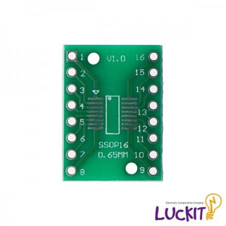 디바이스마트,커넥터/PCB > PCB기판/관련상품 > IC 변환기판 > SOP/TSOP 변환기판,럭킷,SOP16, SSOP16 양면 변환보드,SOP16 혹은 SSOP16 IC를 DIP으로 변환하여 사용이 가능한 양면 변환보드 입니다 / 재질 : FR-4 / SIZE : 15.6 X 21 [MM]