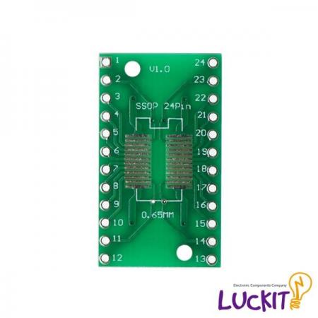 디바이스마트,커넥터/PCB > PCB기판/관련상품 > IC 변환기판 > SOP/TSOP 변환기판,럭킷,SOP24, SSOP24 양면 변환보드,SOP24 혹은 SSOP24 IC를 DIP으로 변환하여 사용이 가능한 양면 변환보드 입니다 / 재질 : FR-4 / SIZE : 17.78 X 30.48 [MM]