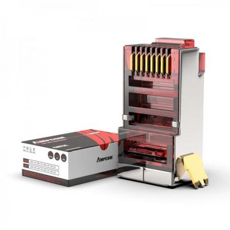 디바이스마트,커넥터/PCB > I/O 커넥터 > RJ45 커넥터 > RJ45 플러그,SZH,RJ-45 니켈 쉴드 금도금 커넥터 레드 30EA [SZH-LAN29],LAN 케이블 제작용 니켈 쉴드 RJ45 커넥터 / CAT.5 CAT.5E CAT.6 CAT.7 / 크기 : 11×21×6mm / 색상 : 레드