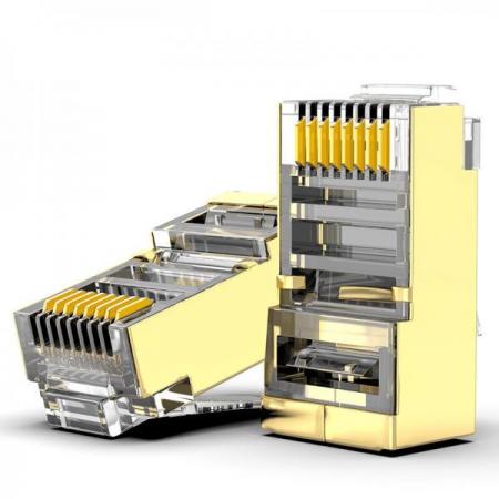 디바이스마트,커넥터/PCB > I/O 커넥터 > RJ45 커넥터 > RJ45 플러그,SZH,RJ-45 브라스 쉴드 금도금 커넥터 클리어 10EA [SZH-LAN30],LAN 케이블 제작용 브라스 쉴드 RJ45 커넥터 / CAT.5 CAT.5E CAT.6 CAT.7 / 크기 : 11×21×6mm / 색상 : 클리어