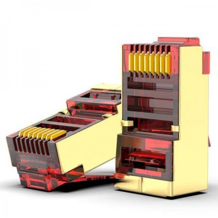 디바이스마트,커넥터/PCB > I/O 커넥터 > RJ45 커넥터 > RJ45 플러그,SZH,RJ-45 브라스 쉴드 금도금 커넥터 레드 10EA [SZH-LAN31],LAN 케이블 제작용 브라스 쉴드 RJ45 커넥터 / CAT.5 CAT.5E CAT.6 CAT.7 / 크기 : 11×21×6mm / 색상 : 레드