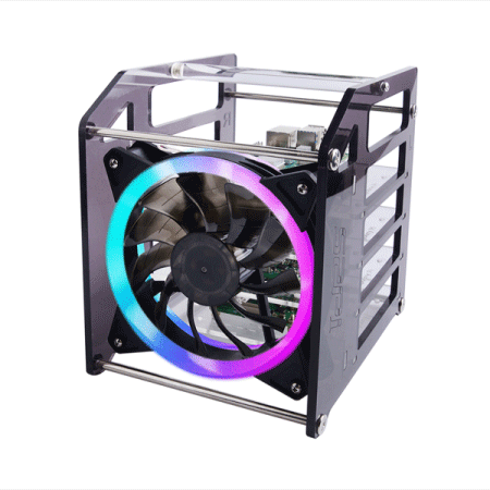 디바이스마트,오픈소스/코딩교육 > 라즈베리파이 > 라즈베리파이 케이스,52PI,라즈베리파이 및 젯슨 나노 호환 랙 타워 4층 아크릴 케이스 (RGB팬 포함) [ZP-0088],Raspberry Pi 4B/3B+/3B, 2.5/3.5인치 HDD 및 Jetson Nano와 호환 / 열방출을 위한 120mm RGB LED 팬 / 아크릴 실린더로 휴대 간편